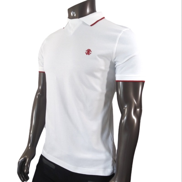 Roberto Cavalli White Polo with red Trim
